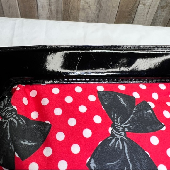 Betseyville By Betsey Johnson Red with White Polkadots and Black Bows Clutch - Picture 5 of 15